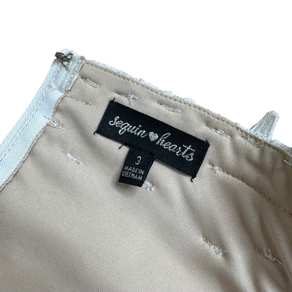 Sequin Hearts SZ XS Off White Two Piece Glitter Lace Gown Dress Lined Embroidery - Picture 16 of 16